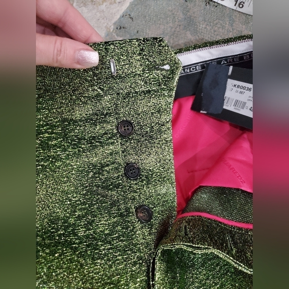 DSQUARED GREEN SILK METALLIC LONG PANTS - Picture 13 of 14